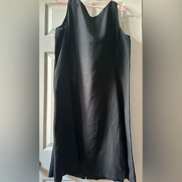 Eileen Fisher 100% linen Black Sleeveless Button-Down Dress - Picture 4 of 7